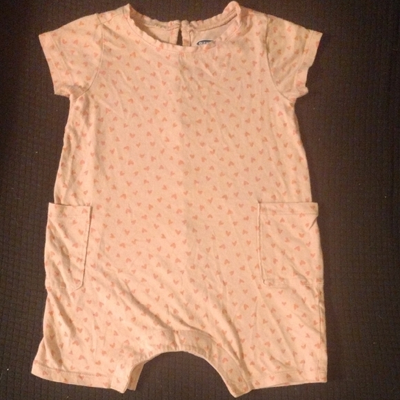 Old Navy Other - Pink Heart Patterned Baby Romper